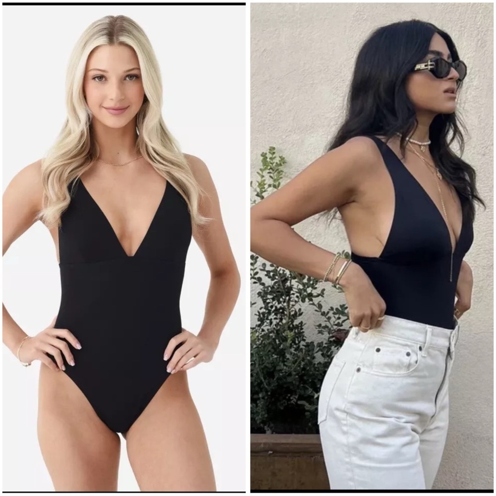 L*Space Black Seam-Free Katniss One Piece Swimsuit Size Small